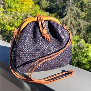 Chic Woven Crossbody Bag in Purple and Tan